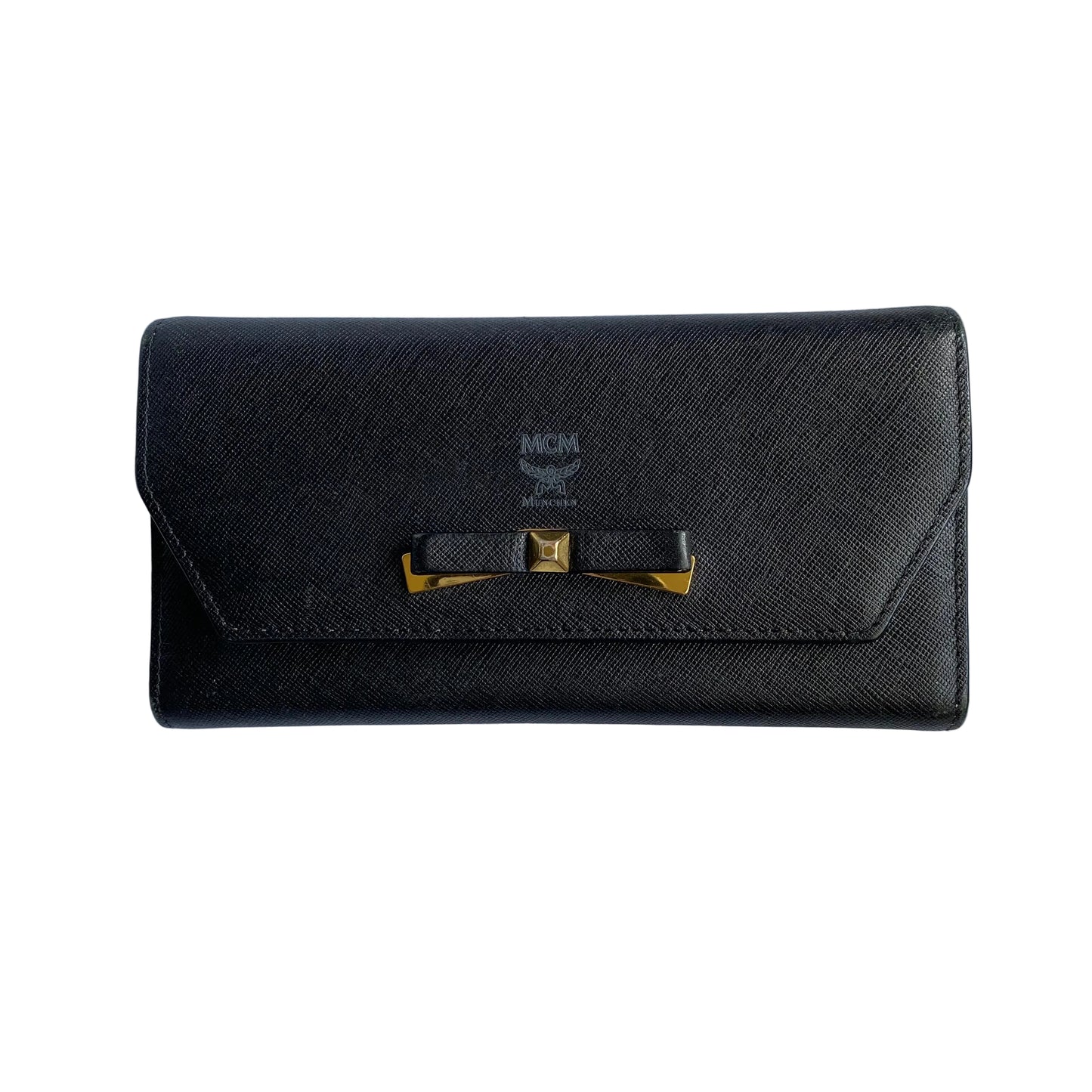 MCM black leather long wallet authentic with coa