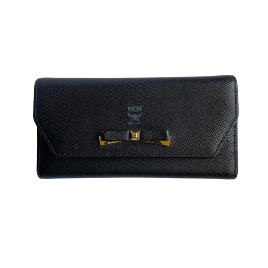 MCM black leather long wallet authentic with coa