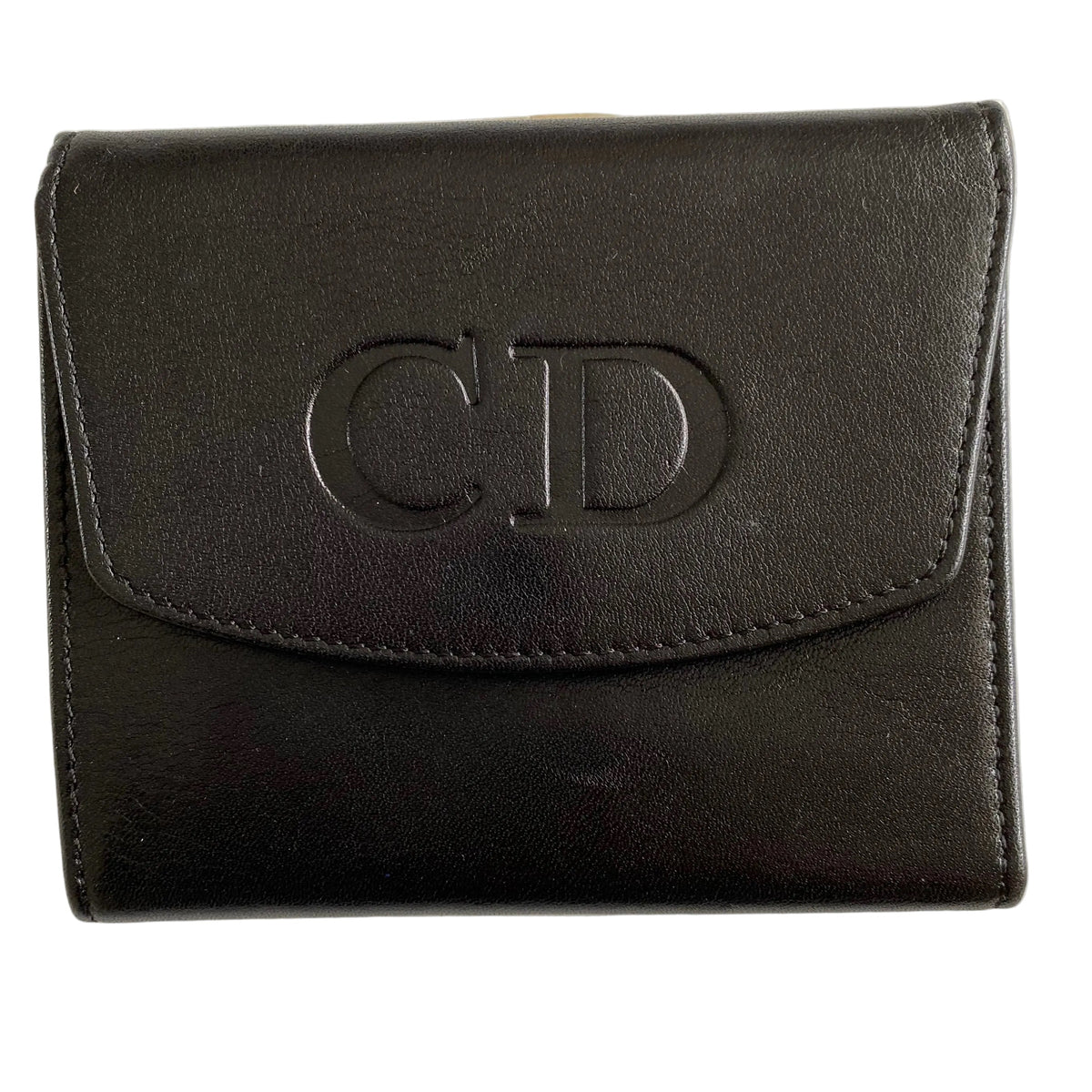 Dior CD logo black leather wallet Authentic with COA 4.4x3.7