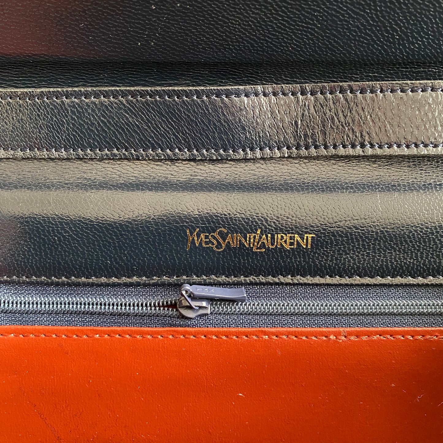 Yves Saint Laurent vintage navy leather shoulder bag Authentic with COA 10.5x7.5x2.5
