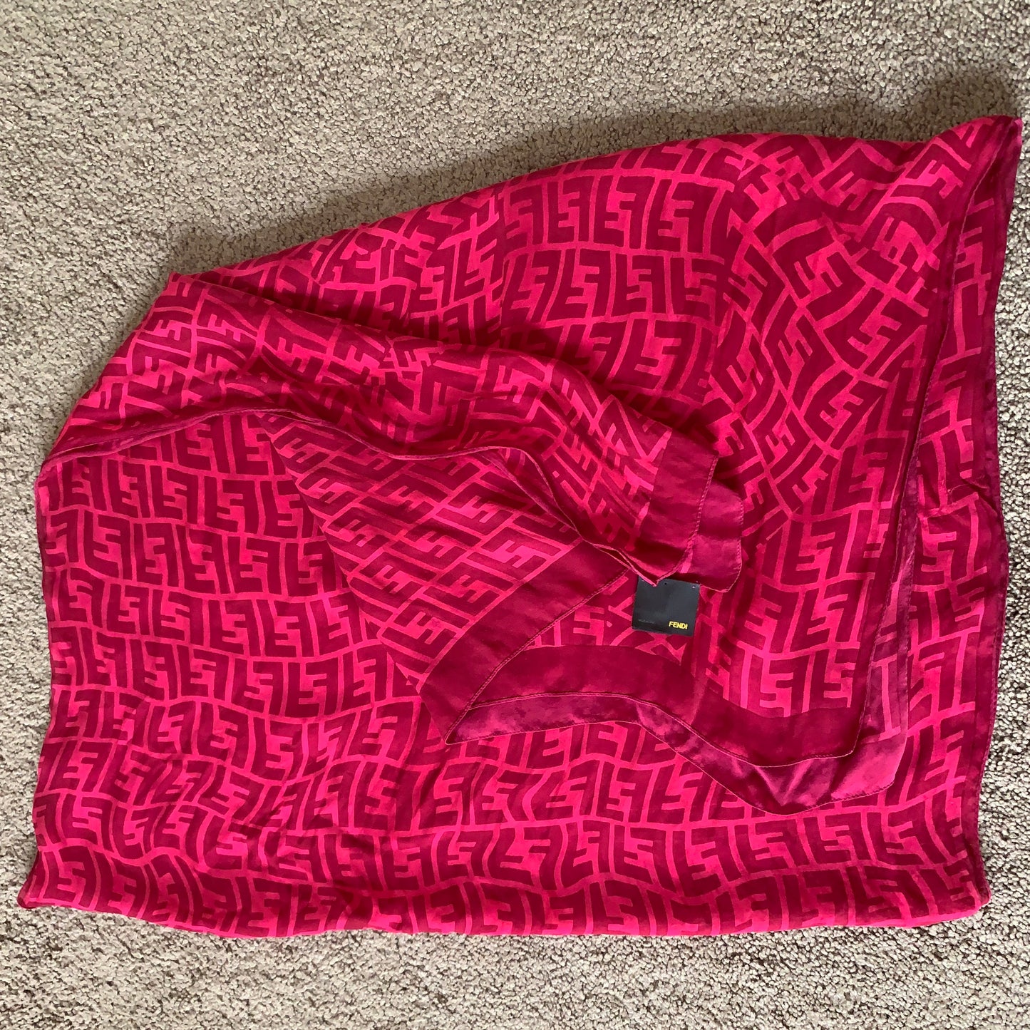 Authentic Fendi women’s pure silk monogram scarf