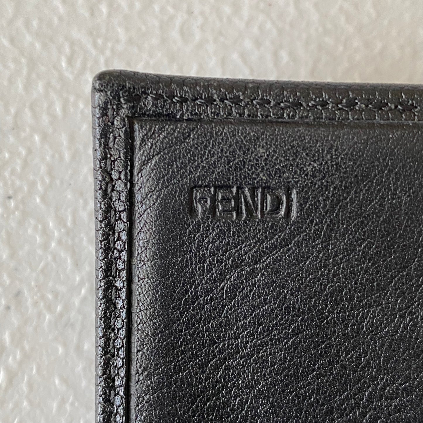 FENDI gold logo black Leather long wallet Authentic with COA