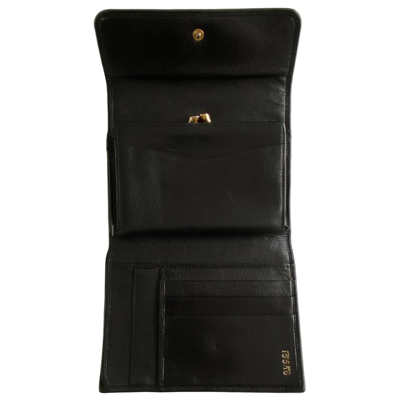 Gucci bamboo leather compact wallet Authentic with COA 5.5x4.2