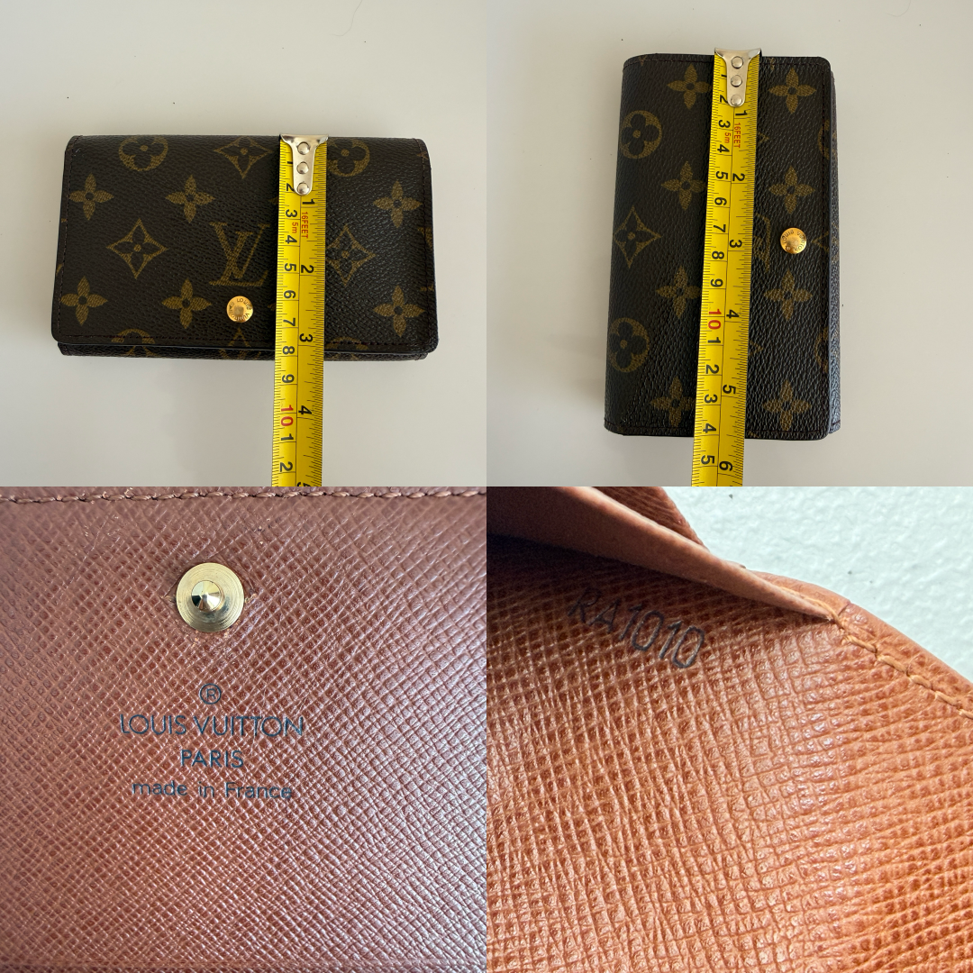 Louis Vuitton monogram compact canvas and leather wallet authentic with COA RA1010