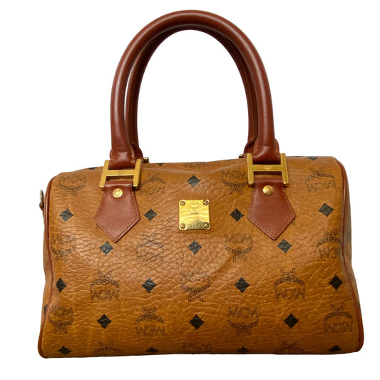 MCM cognac Boston bag Authentic with COA 11.5x7x6.5