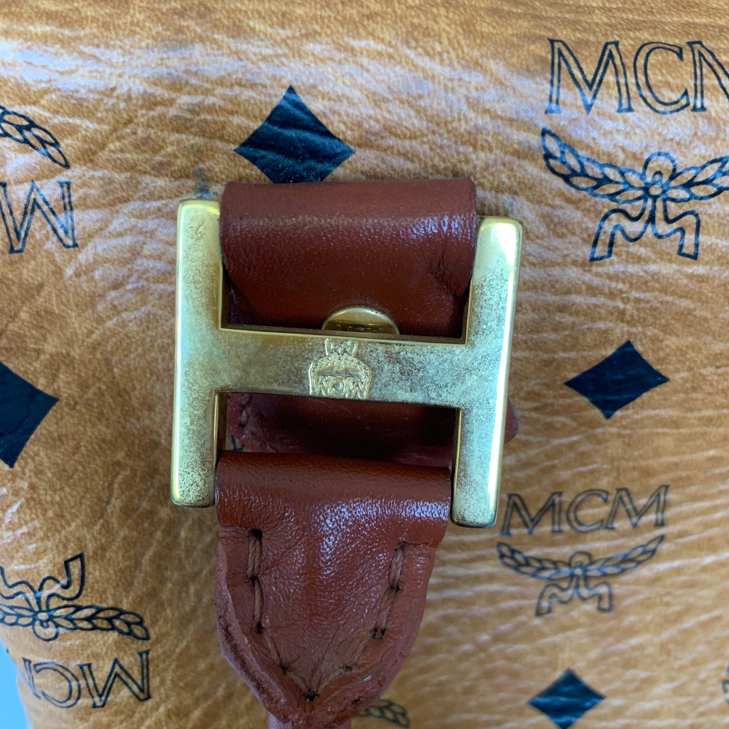 MCM cognac Boston bag Authentic with COA 10.2x7x7