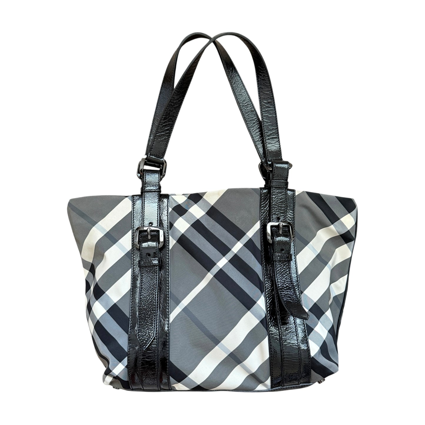 Burberry black white nova check tote bag authentic with COA