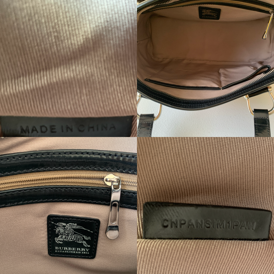 Burberry nova check canvas and black leather Tote Bag authentic with COA