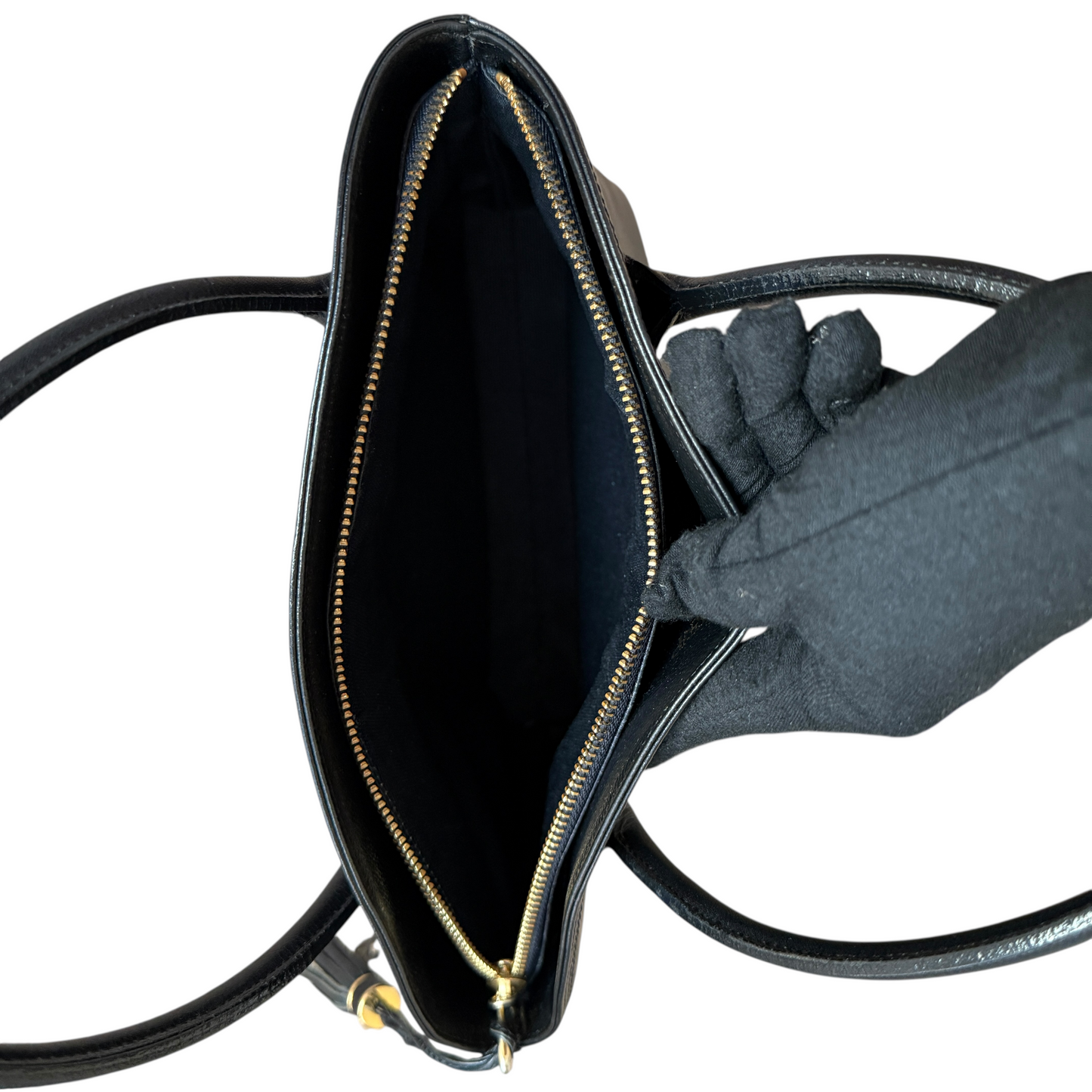 Valentino Garavani black leather V logo tassel handbag authentic with COA