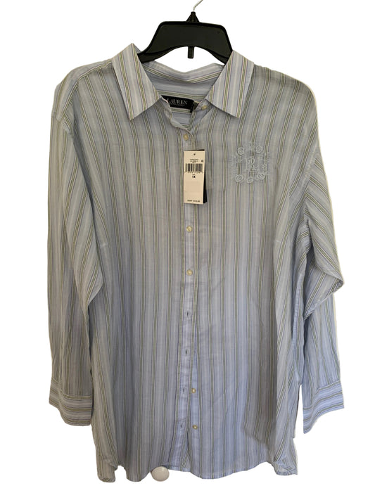 Lauren Ralph Lauren Women’s NWT plus size blue striped embroidered long sleeve