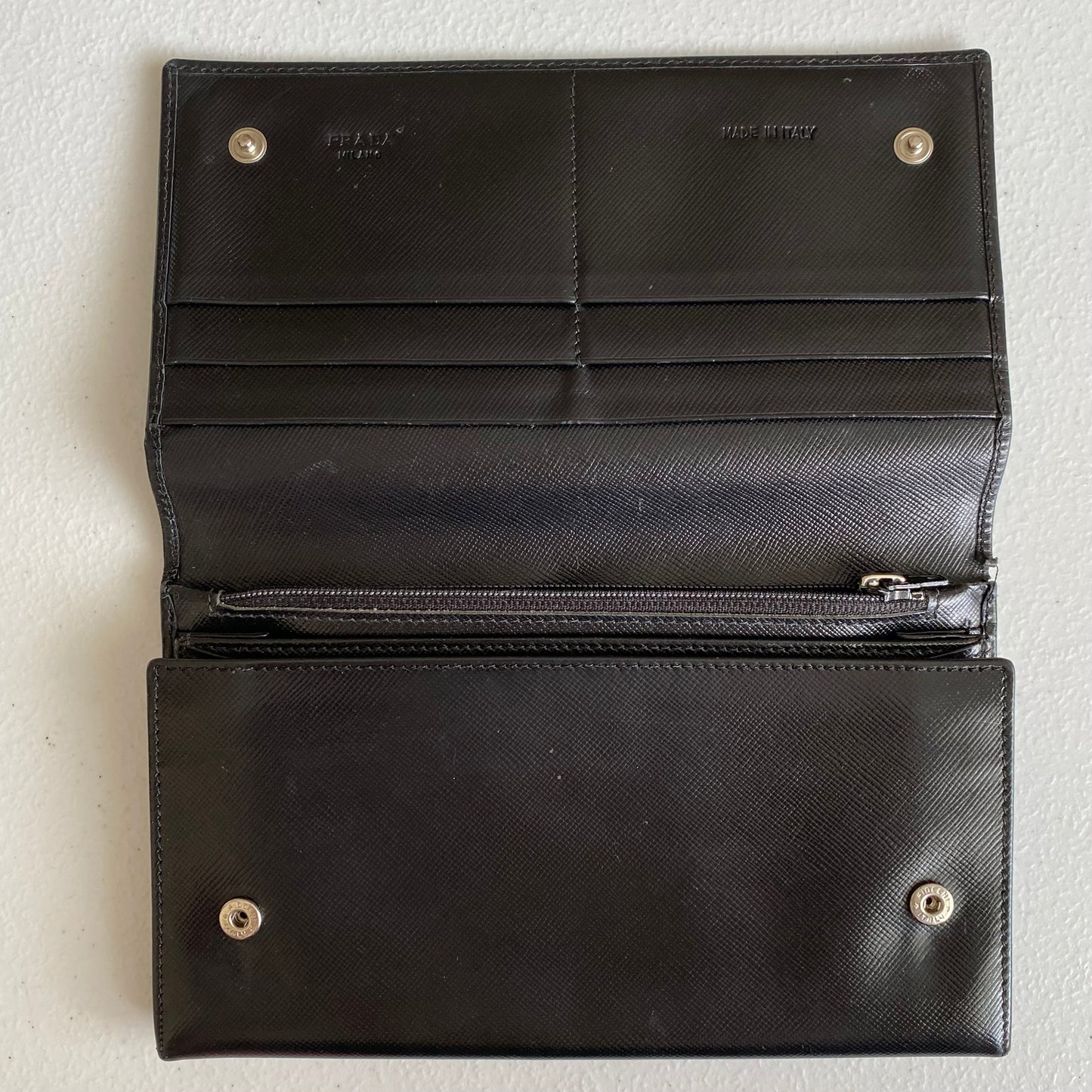 PRADA saffiano leather long wallet authentic with coa