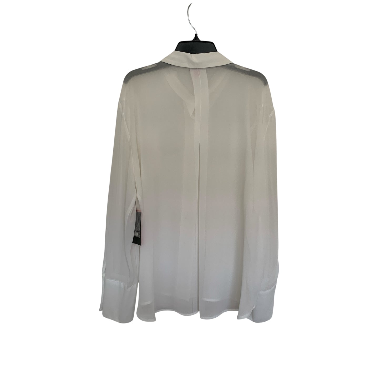 Vince Camuto Womens NWT White sheer long sleeve blouse size large