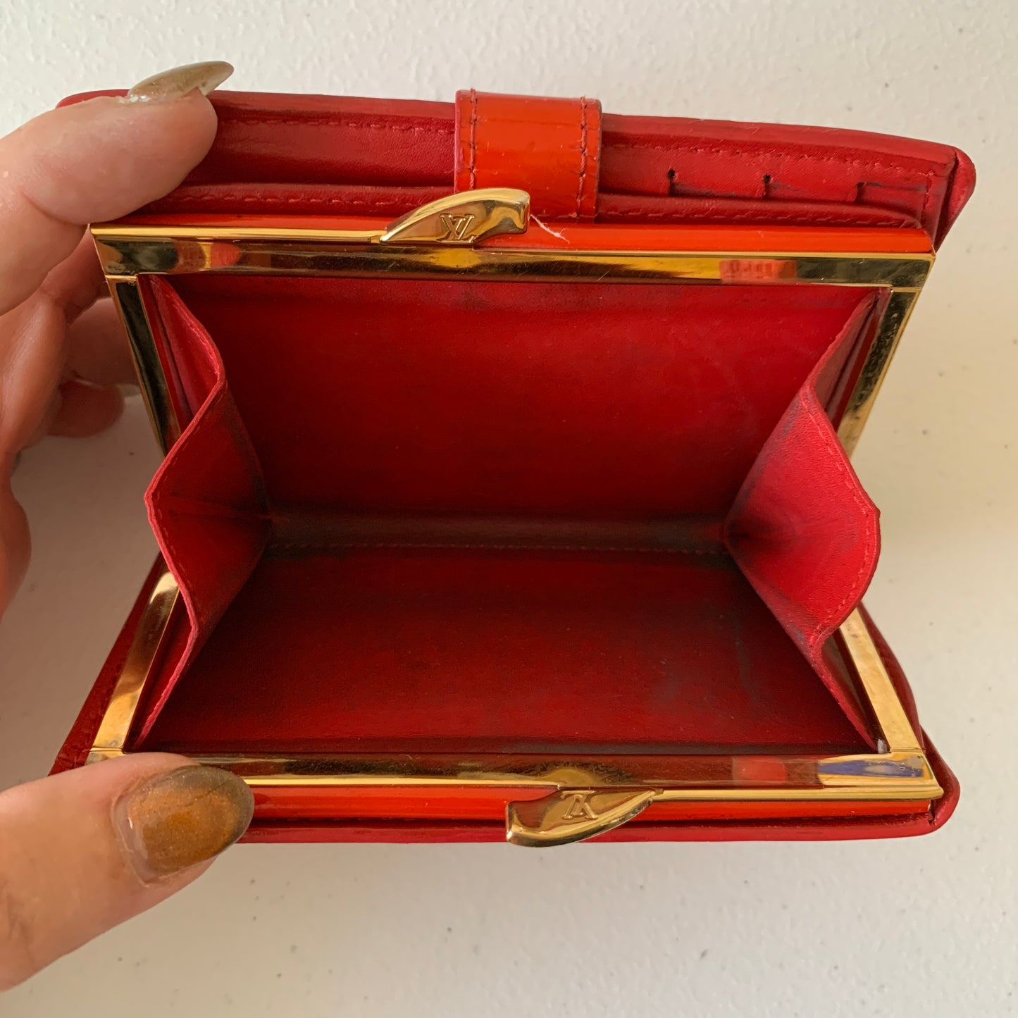 Louis Vuitton vernis monogram orange wallet MI1023 authentic with COA