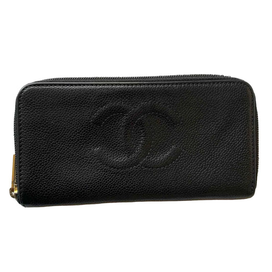 Chanel CC black caviar leather wallet authentic with COA 7.5x4