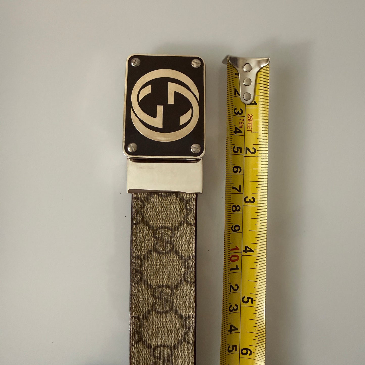 Gucci reversible unisex monogram and brown leather belt authentic with COA size 85 cm 34 inch