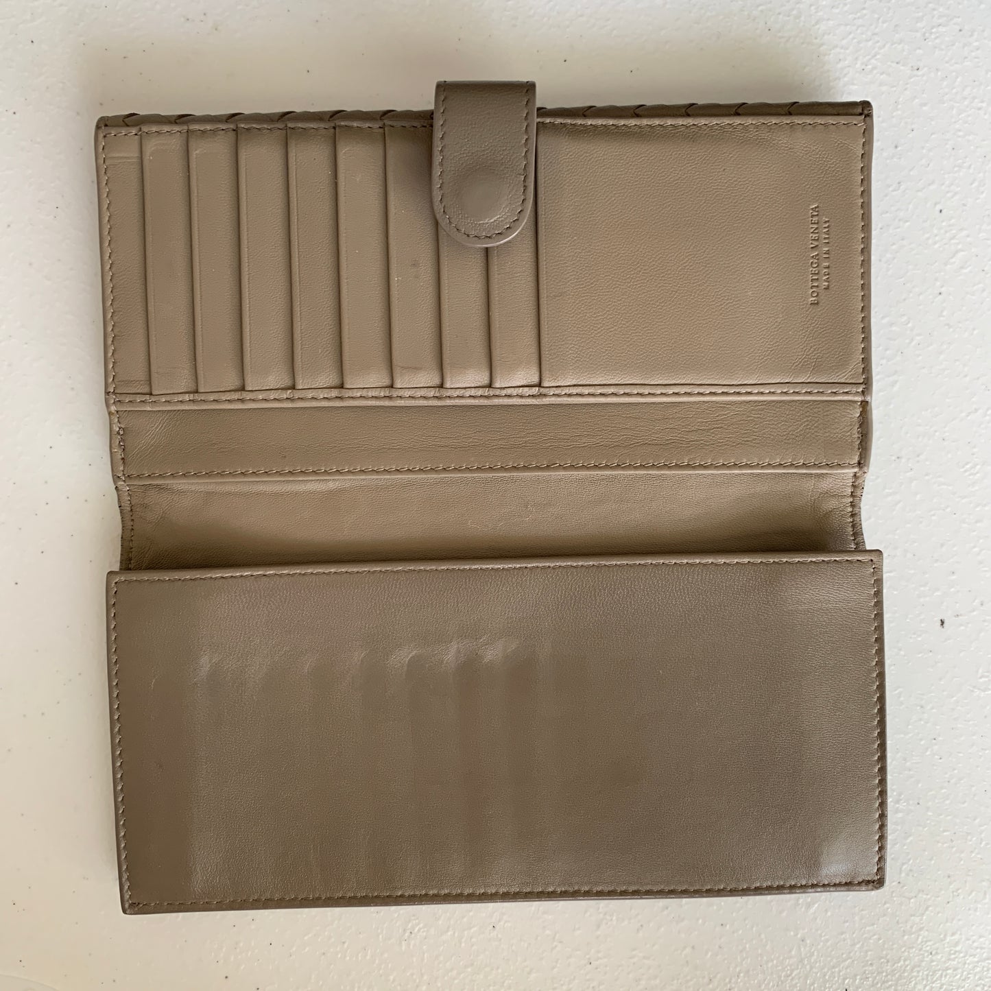 Bottega Veneta intrecciata gray leather long wallet authentic with COA box 7.5x4