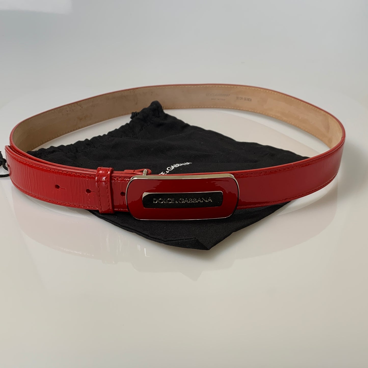 Dolce & Gabbana red patent leather belt authentic with COA 90cm 36 inch