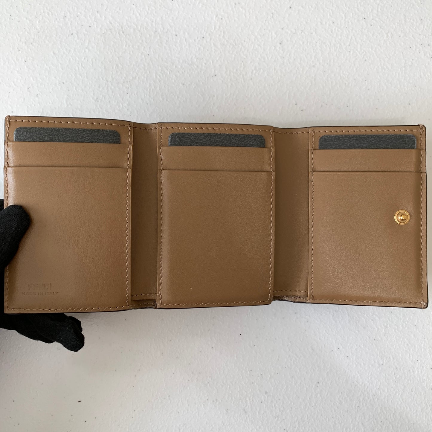 Fendi white Leather compact Wallet authentic with COA