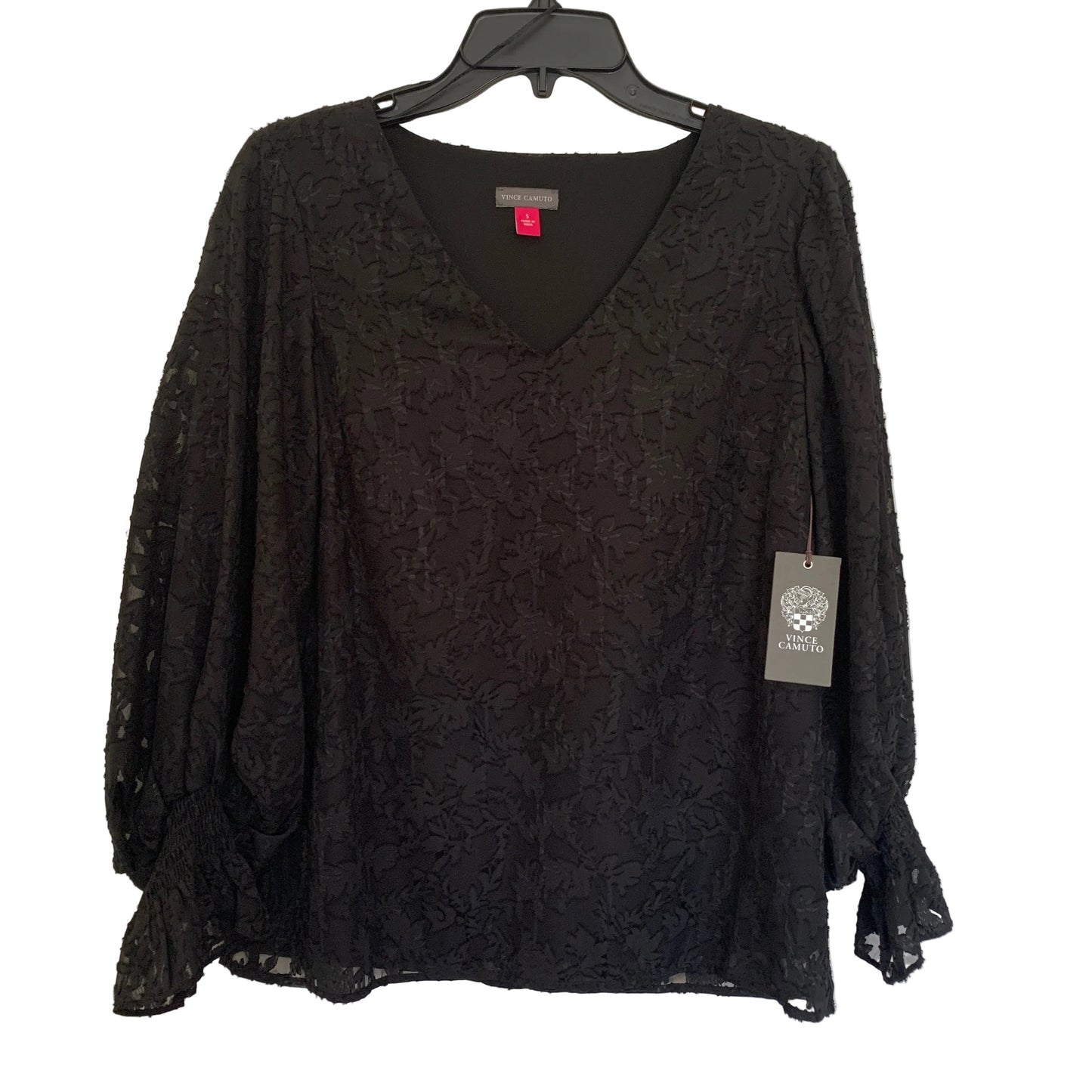 Vince Camuto Womens NWT Black long sleeve Blouse size small