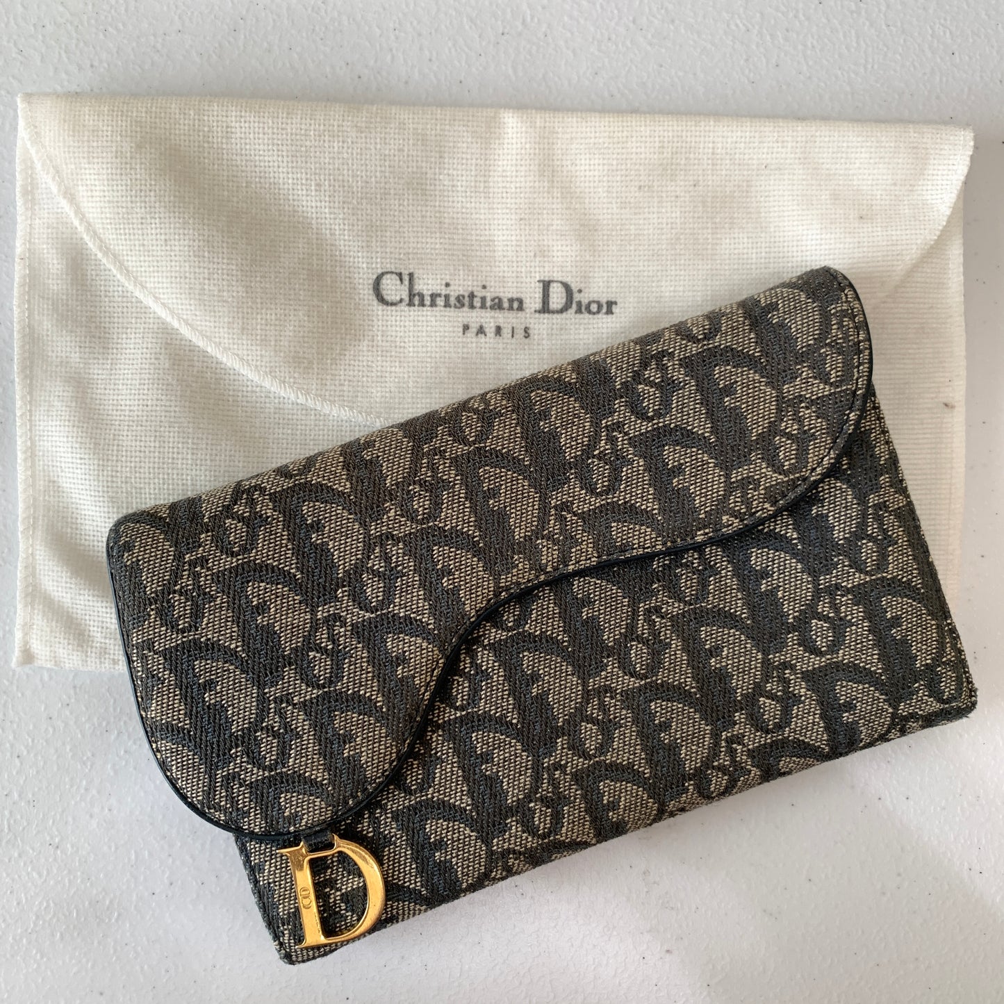 Dior blue trotter saddle Wallet authentic with COA dust bag