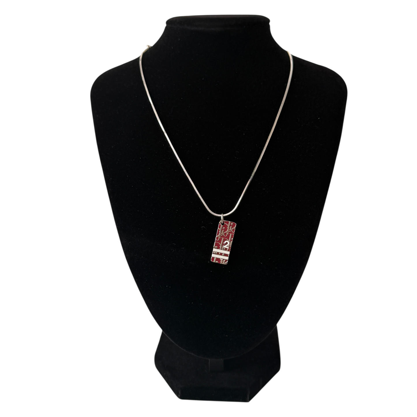 Christian Dior silver chain necklace red trotter pendant authentic with COA 007