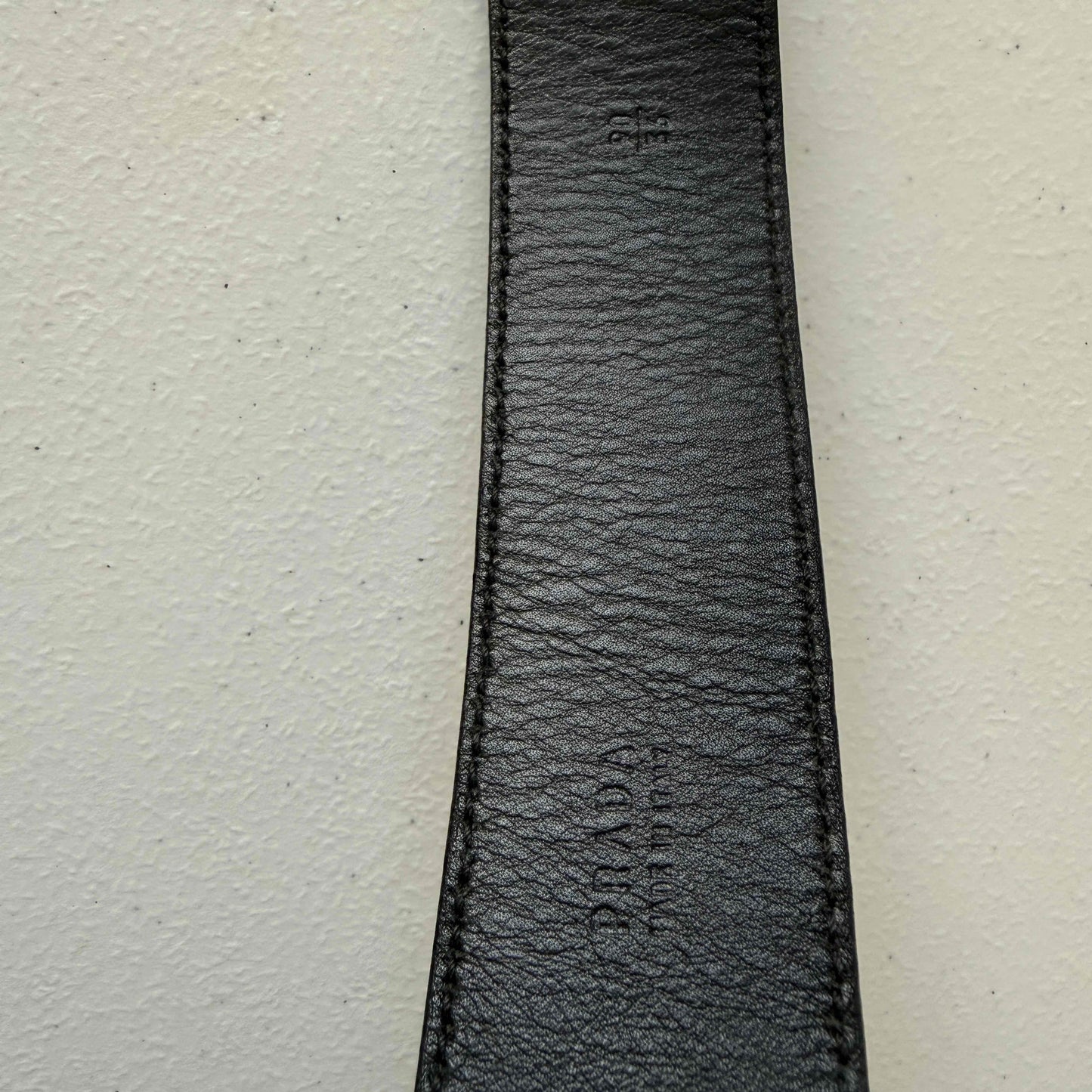 Prada heart triangle logo black leather belt authentic with COA 90 cm 36”