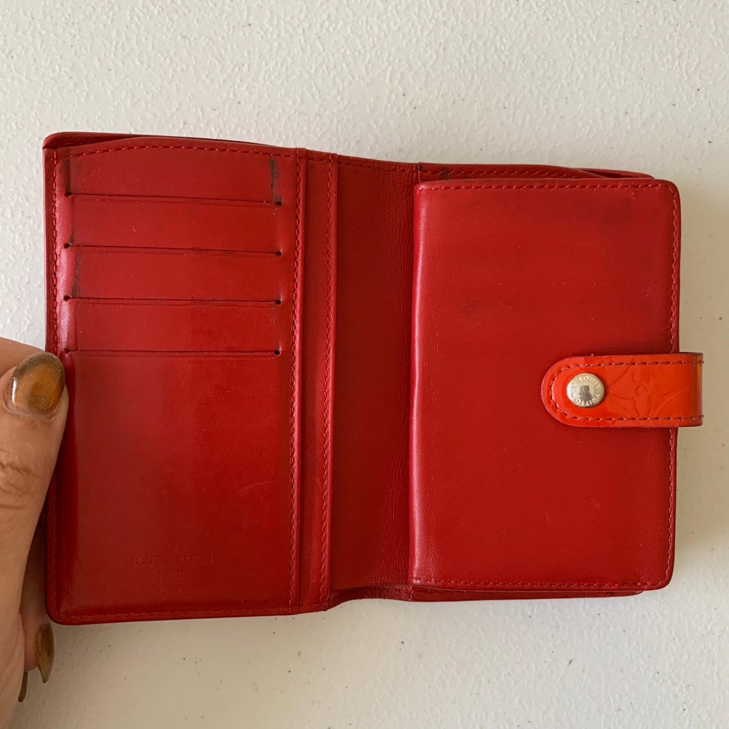 Louis Vuitton vernis monogram orange wallet MI1023 authentic with COA