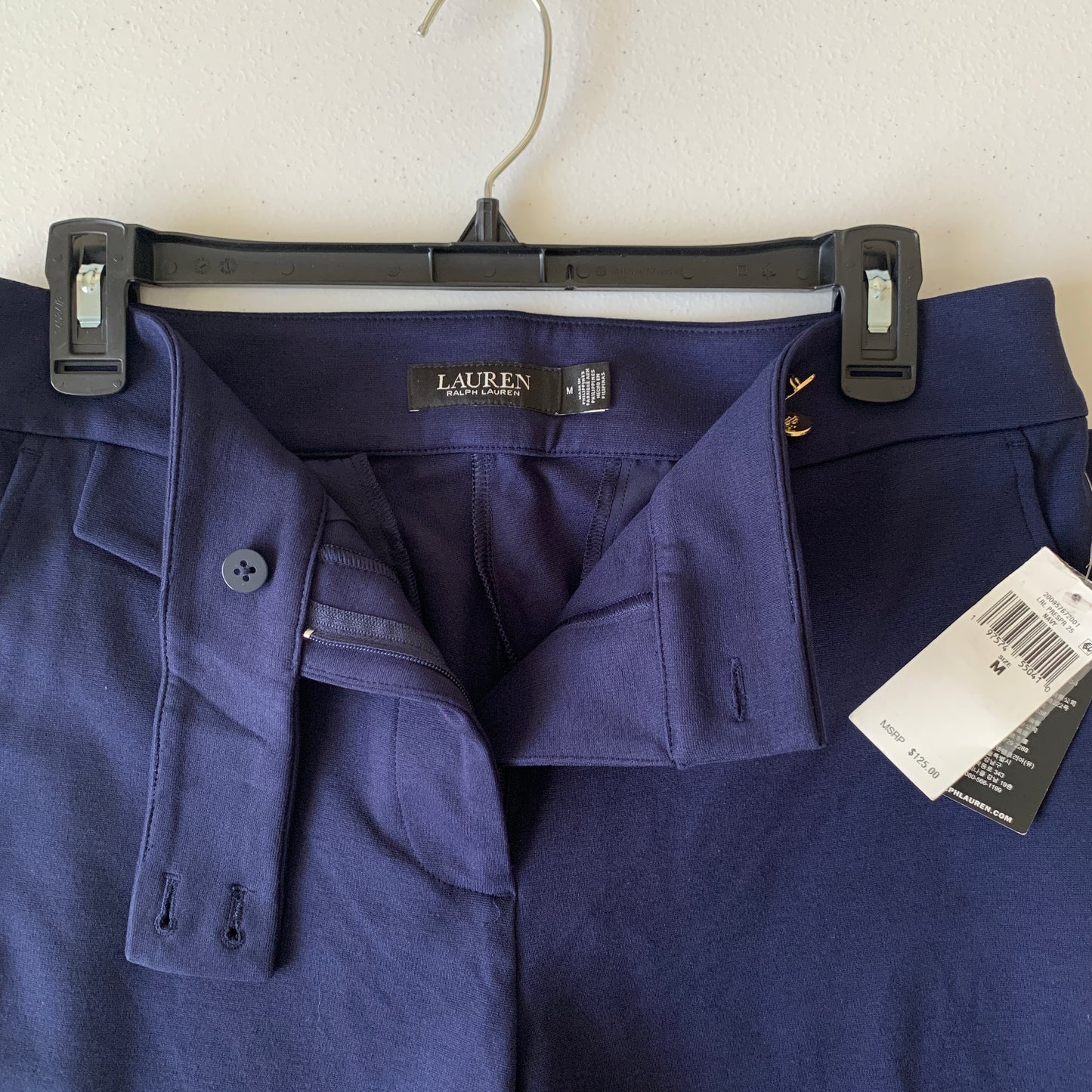 Lauren Ralph Lauren womens NWT navy blue  ankle dress pant with gold buttons size medium
