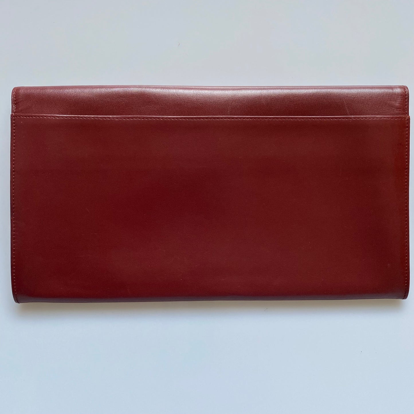 Cartier burgundy leather clutch bag purse Authentic with COA
