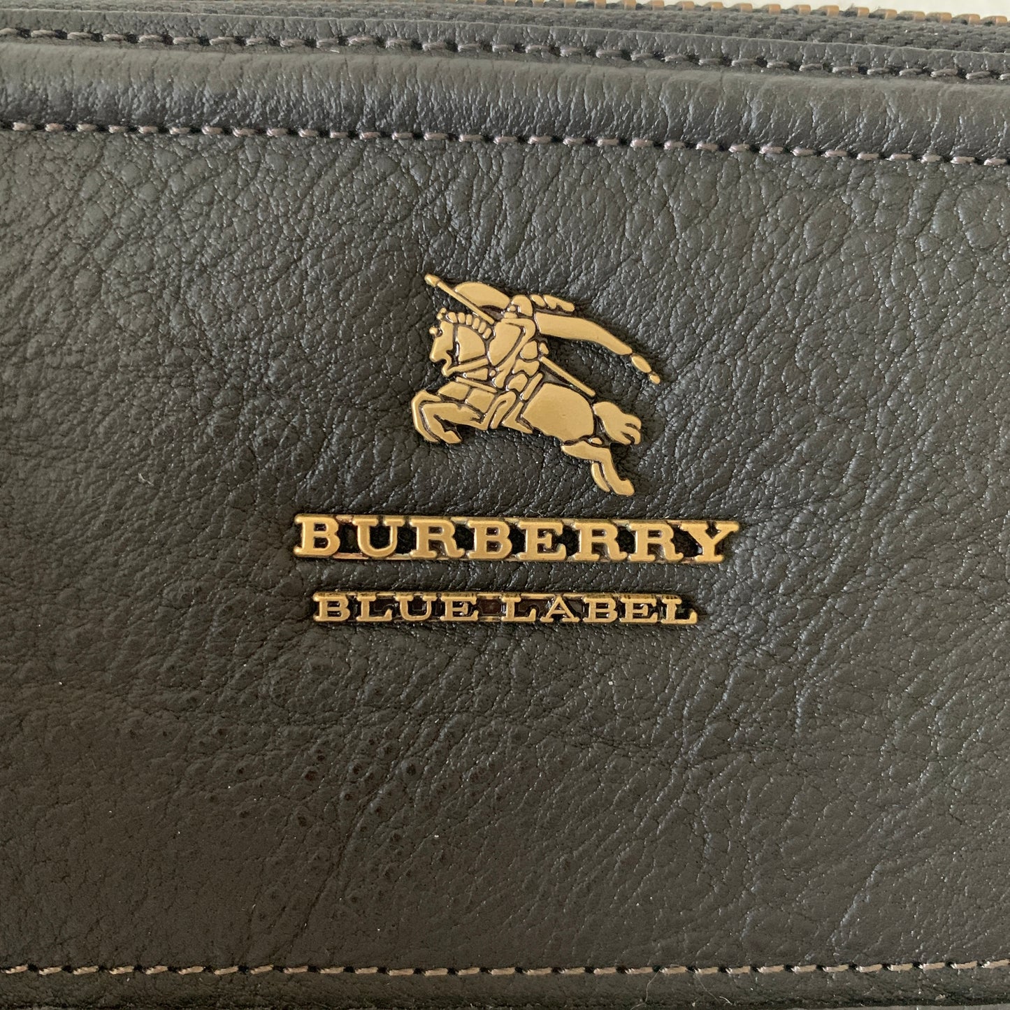 Burberry long black leather zippy wallet Authentic with COA