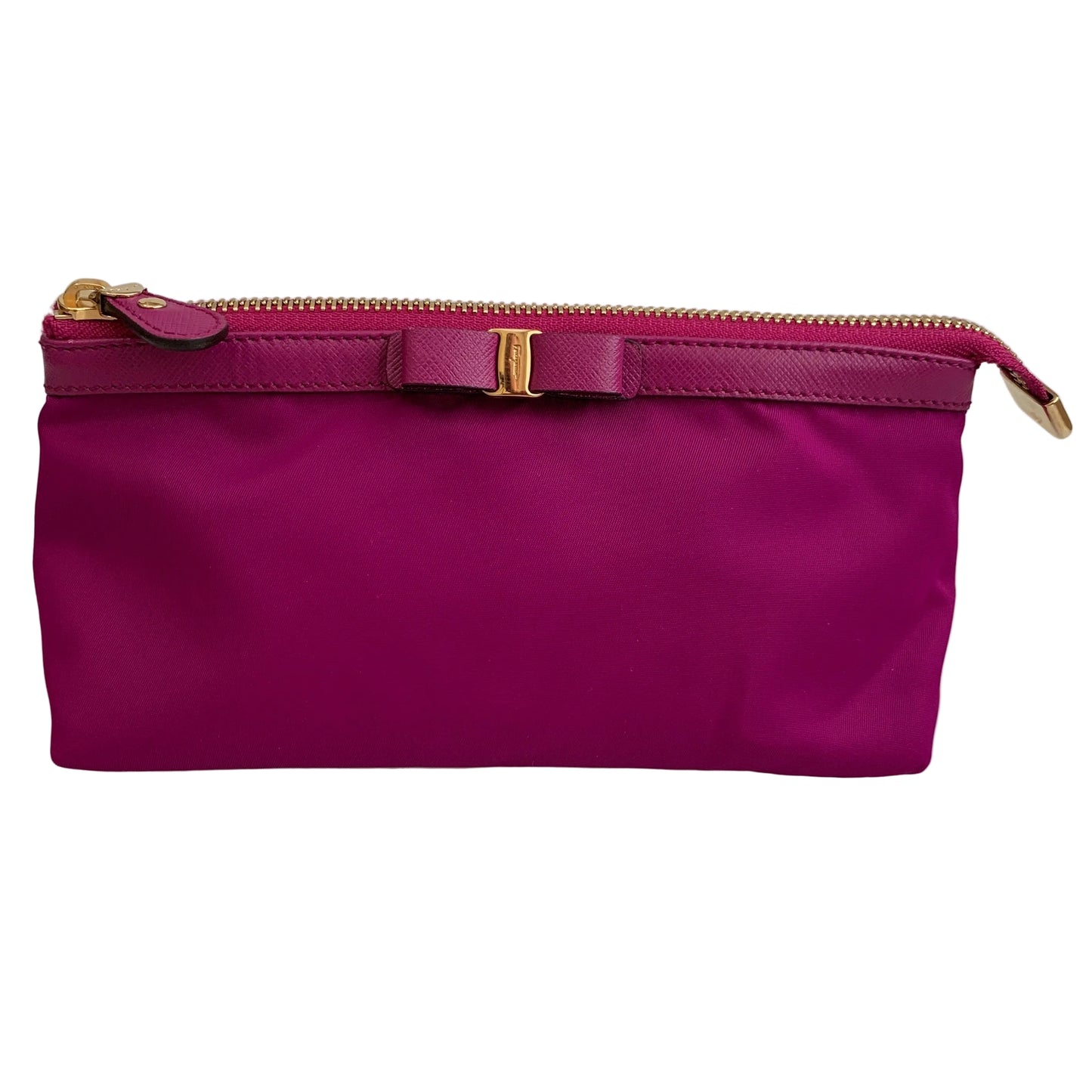 Ferragamo pink vara bow pouch authentic with COA
