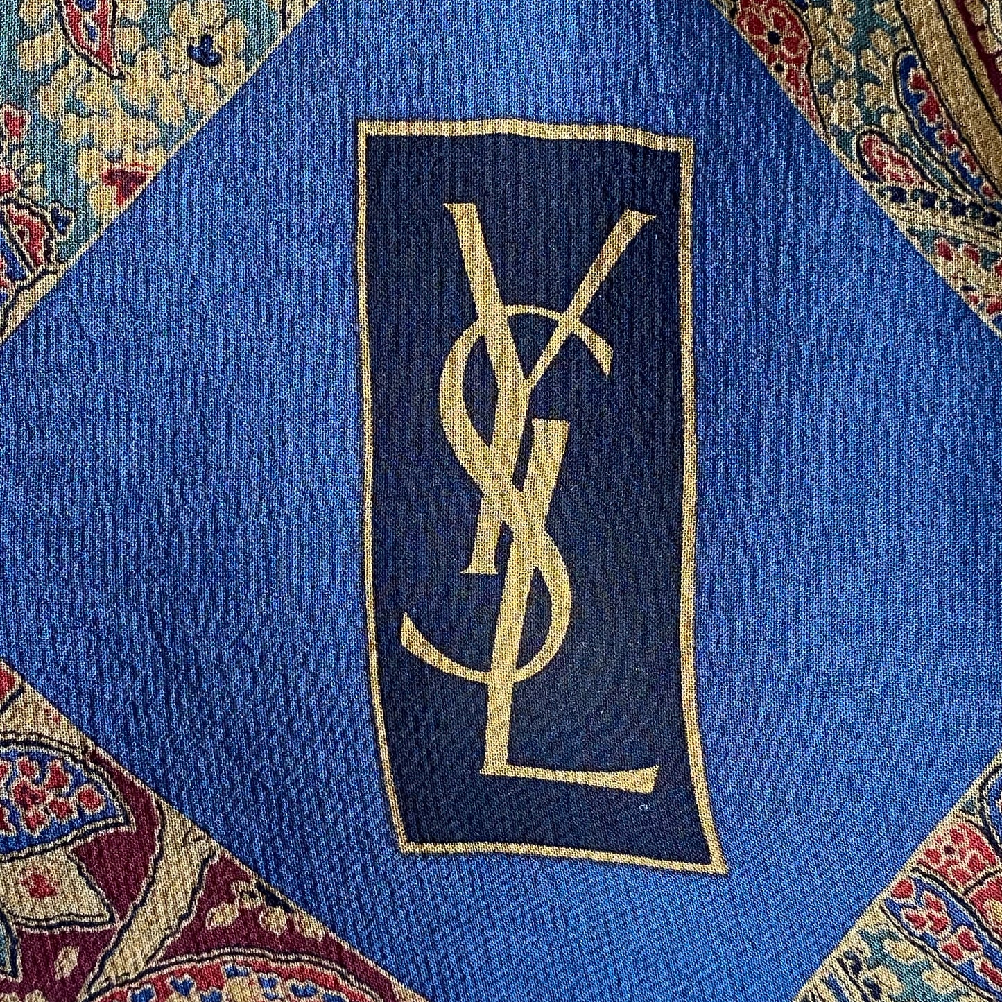 Yves Saint Laurent large square ysl logo Scarf 45 inch Authentic with coa