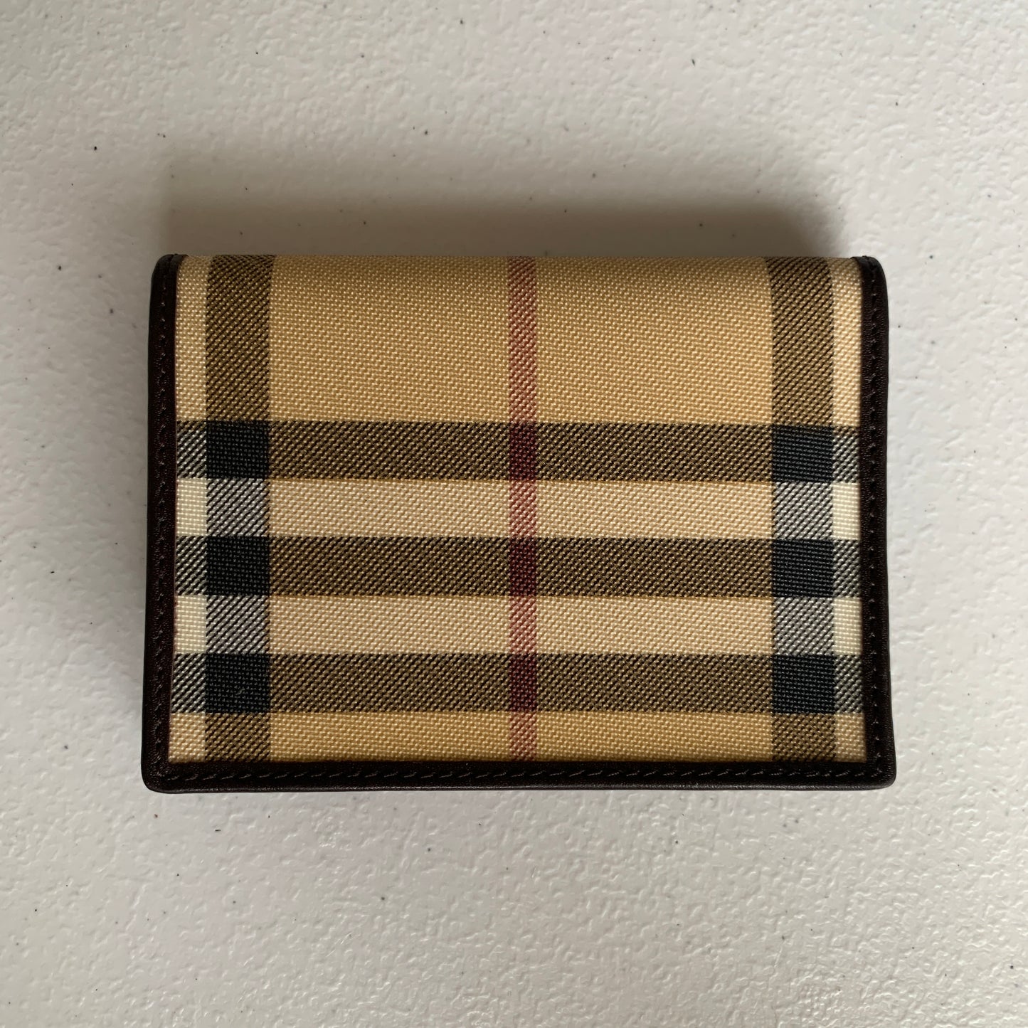 Burberry classic check brown leather card holder wallet authentic with COA