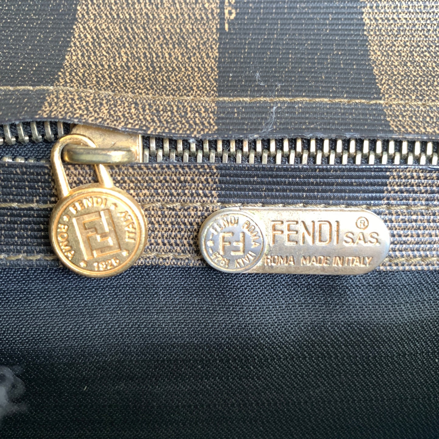 Fendi vintage pequin clutch bag Authentic with COA