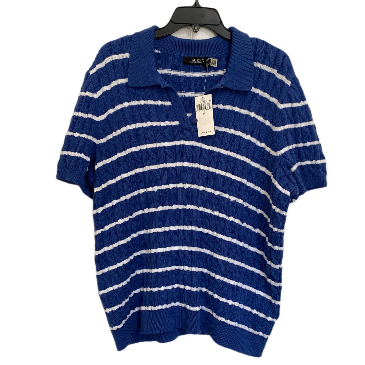 Lauren Ralph Lauren Plus Size women’s NWT blue and white stripe short sleeve kn
