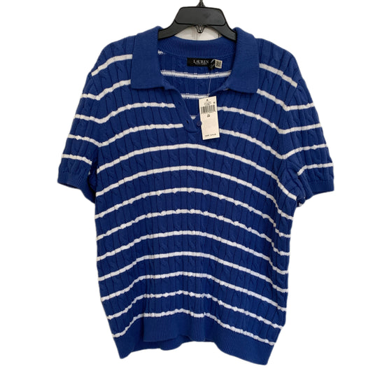 Lauren Ralph Lauren Plus Size women’s NWT blue and white stripe short sleeve kn
