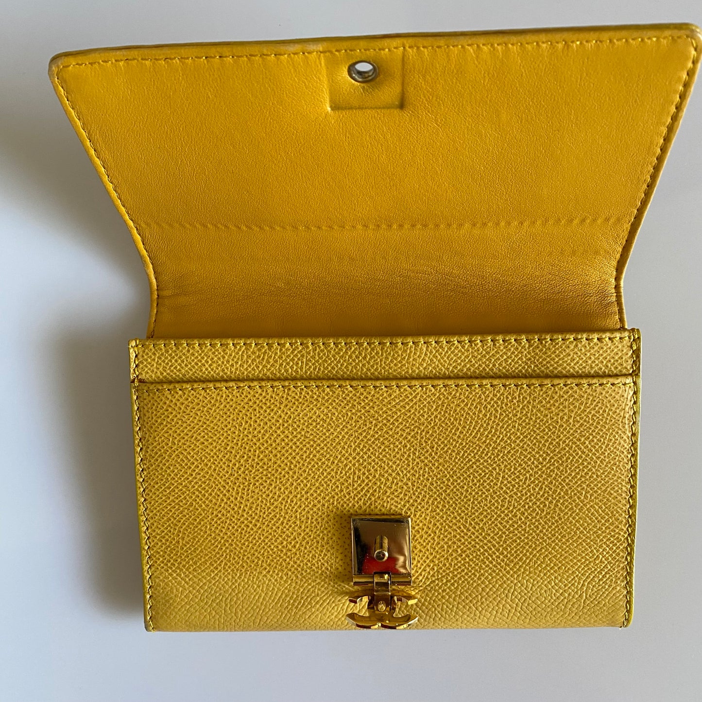 Chanel CC mark yellow leather wallet authentic with coa