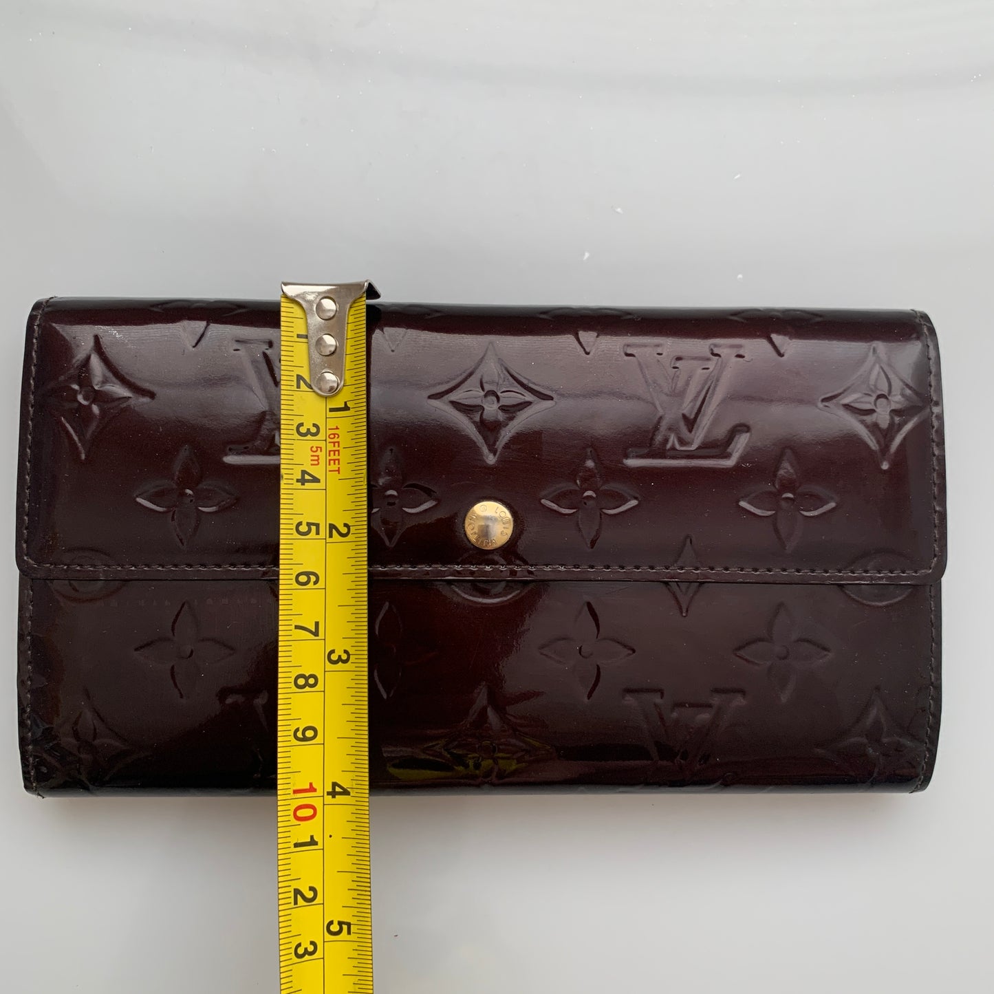 Louis Vuitton vernis patent Leather amarante long wallet tn0191 authentic with