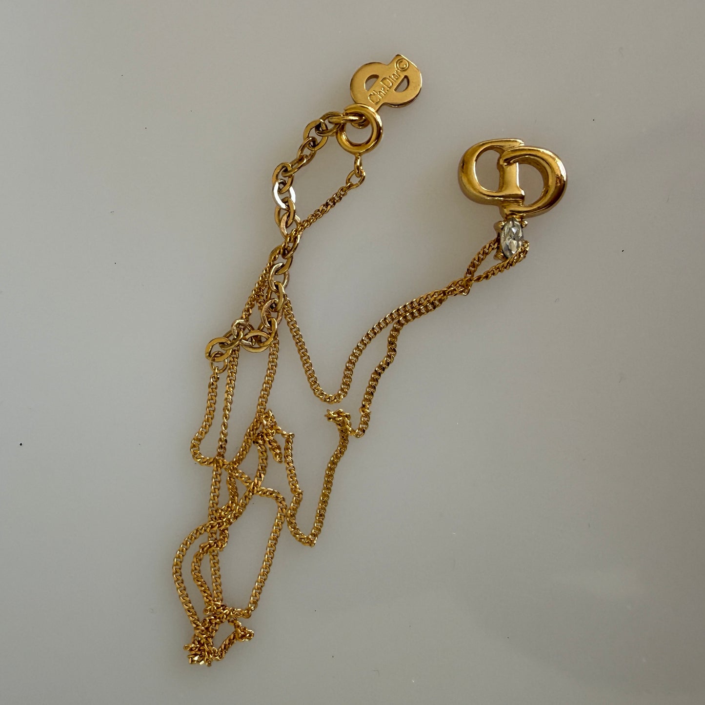 Christian Dior CD logo pendant necklace authentic with COA gold plated 003