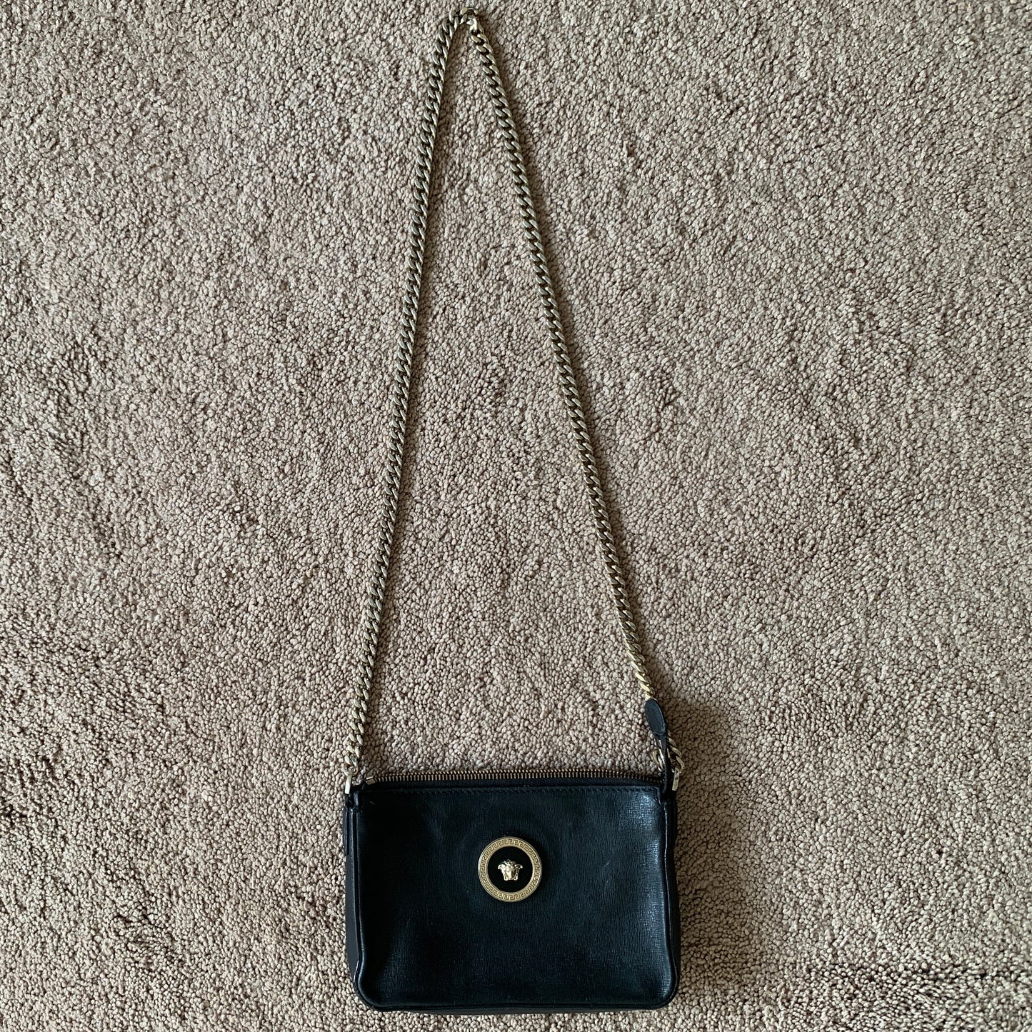 Authentic Versace medusa black leather crossbody bag