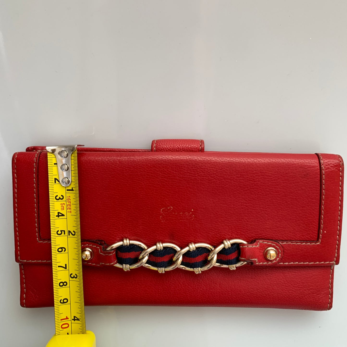 Gucci women’s sherry line long red leather wallet authentic with COA