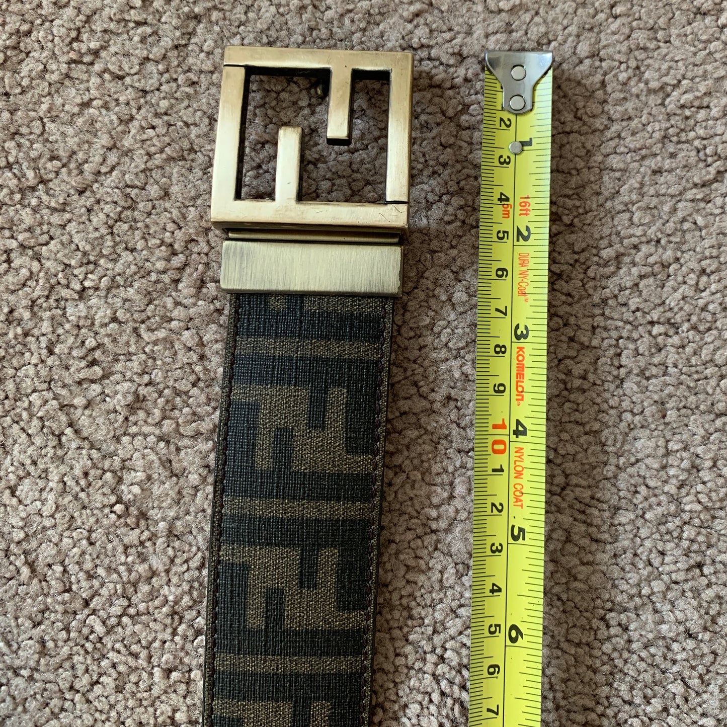 Authentic FENDI unisex reversibile double sided FF monogram leather belt