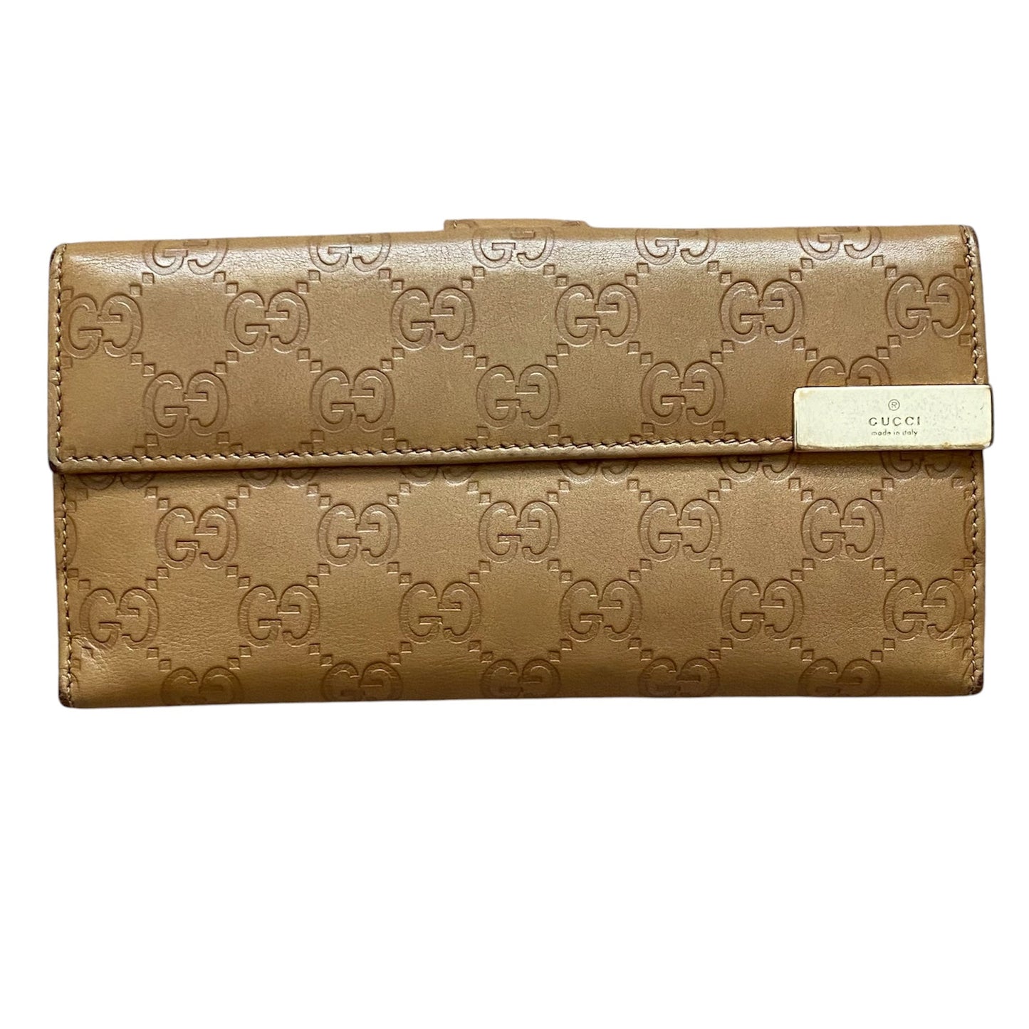 Gucci monogram beige leather long wallet authentic with coa box