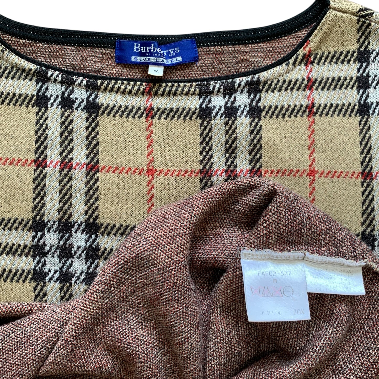 Burberry classic check wool blended top women’s size M Authentic with COA