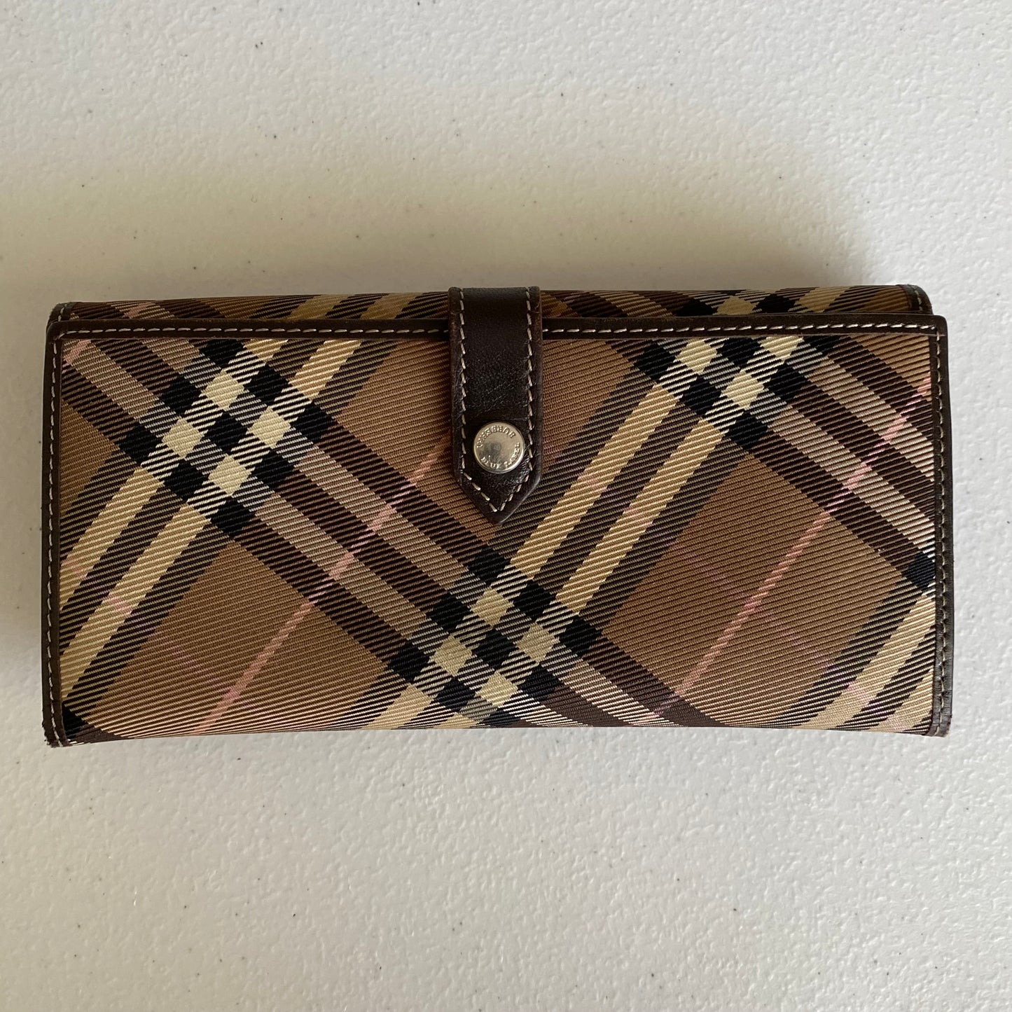 Burberry check long wallet authentic with coa