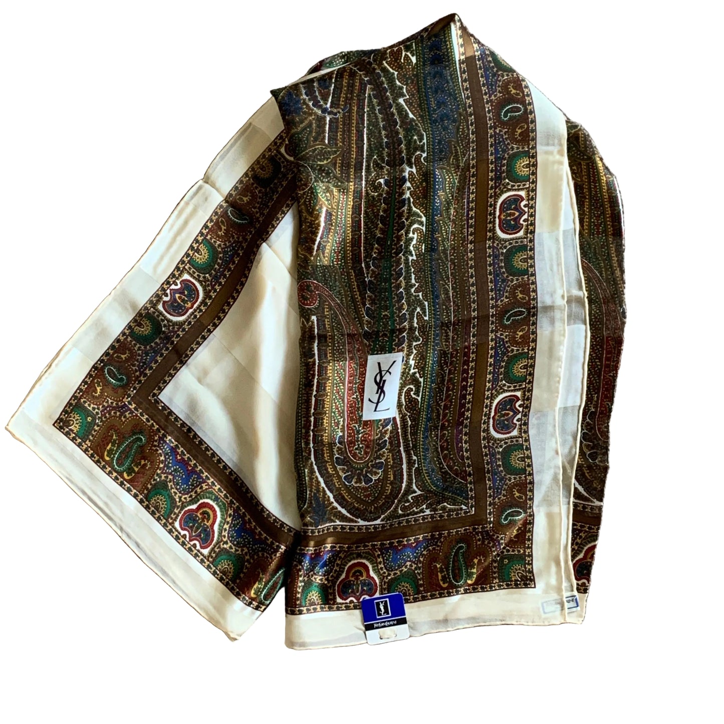 Yves Saint Laurent large square silk Scarf authentic with COA 42 inch