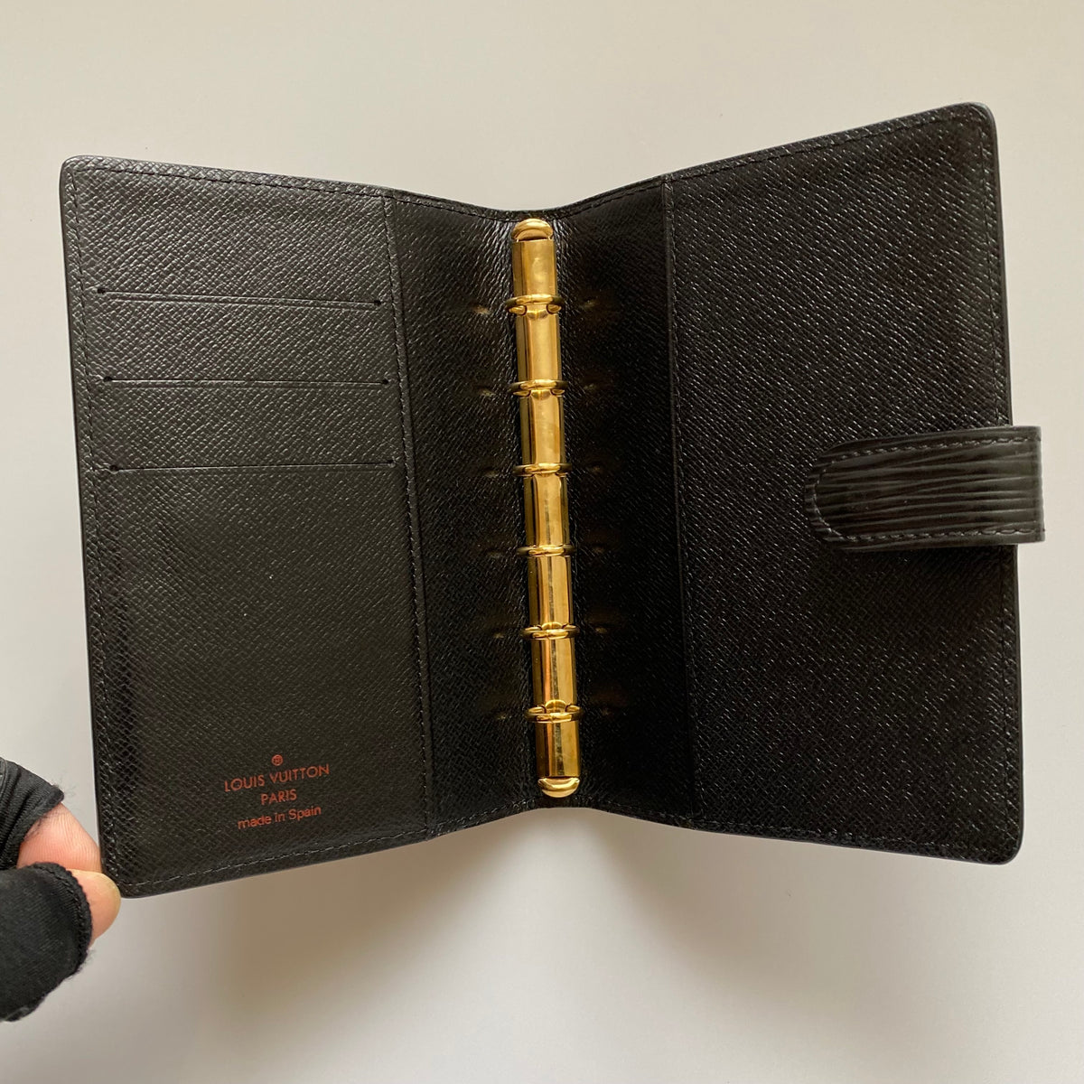 Louis Vuitton black epi leather agenda PM CA0072 Authentic with COA 5.6x4.1