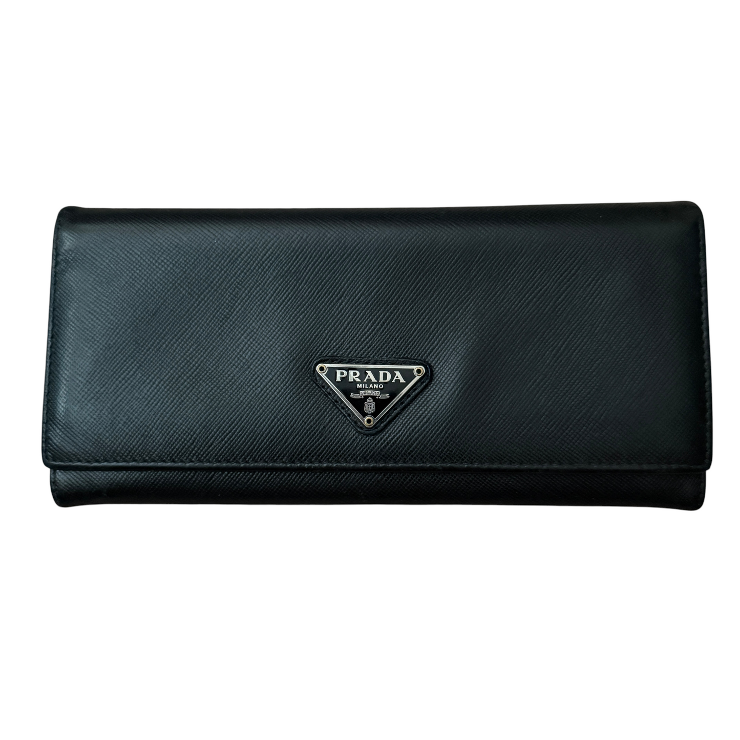 Prada black leather long wallet Authentic with COA 7.3x3.5