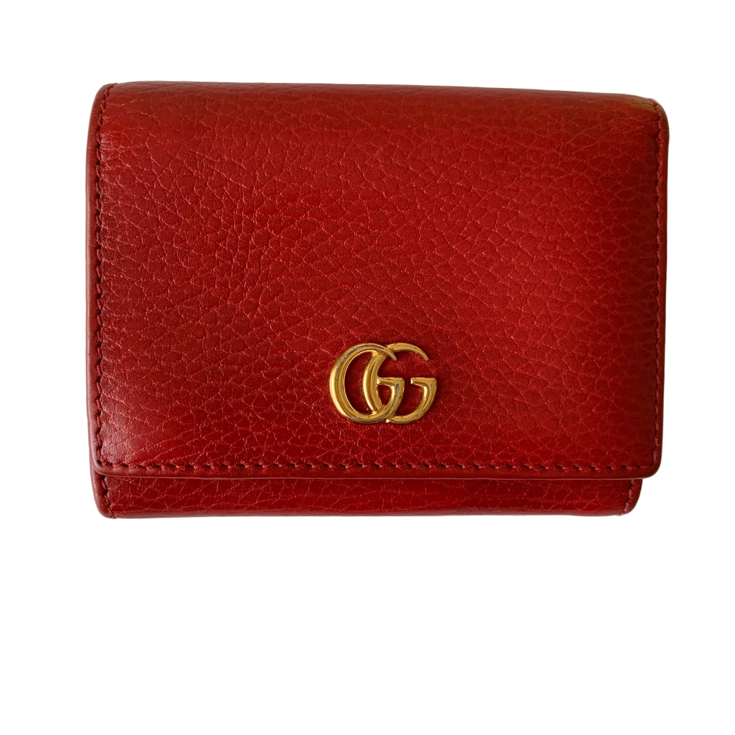 Gucci GG Marmont red leather Wallet authentic with COA 3.2x4.5”