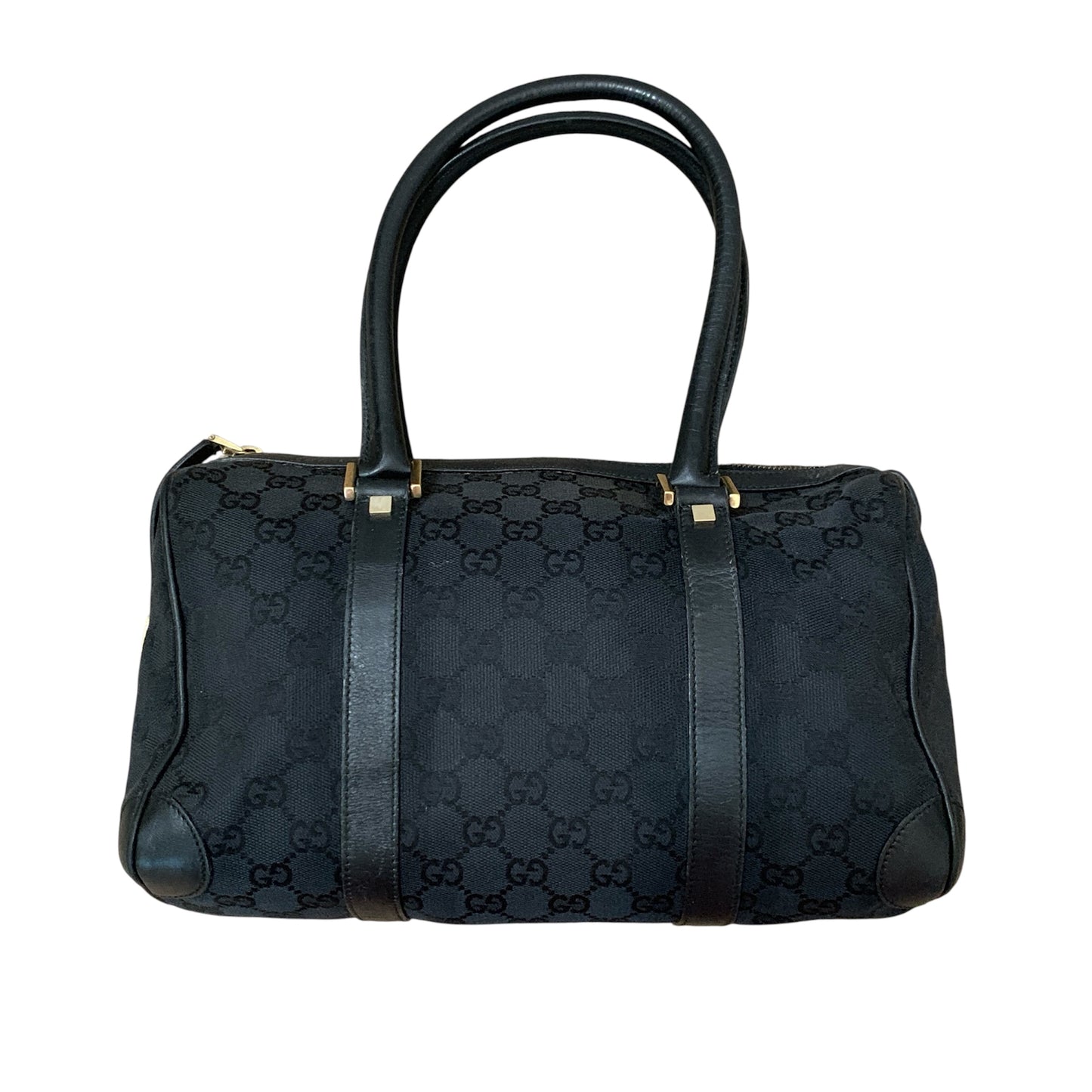 Gucci black monogram Boston bag authentic with COA dusty